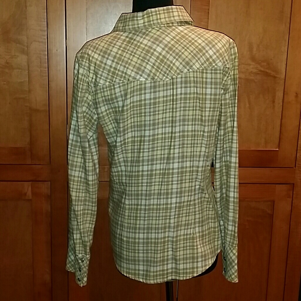 Theory Snap Button Down Blouse Large - image 2